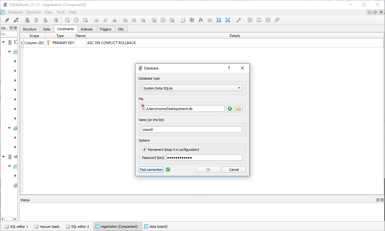 Open a password protected sqlite database Stack Overflow