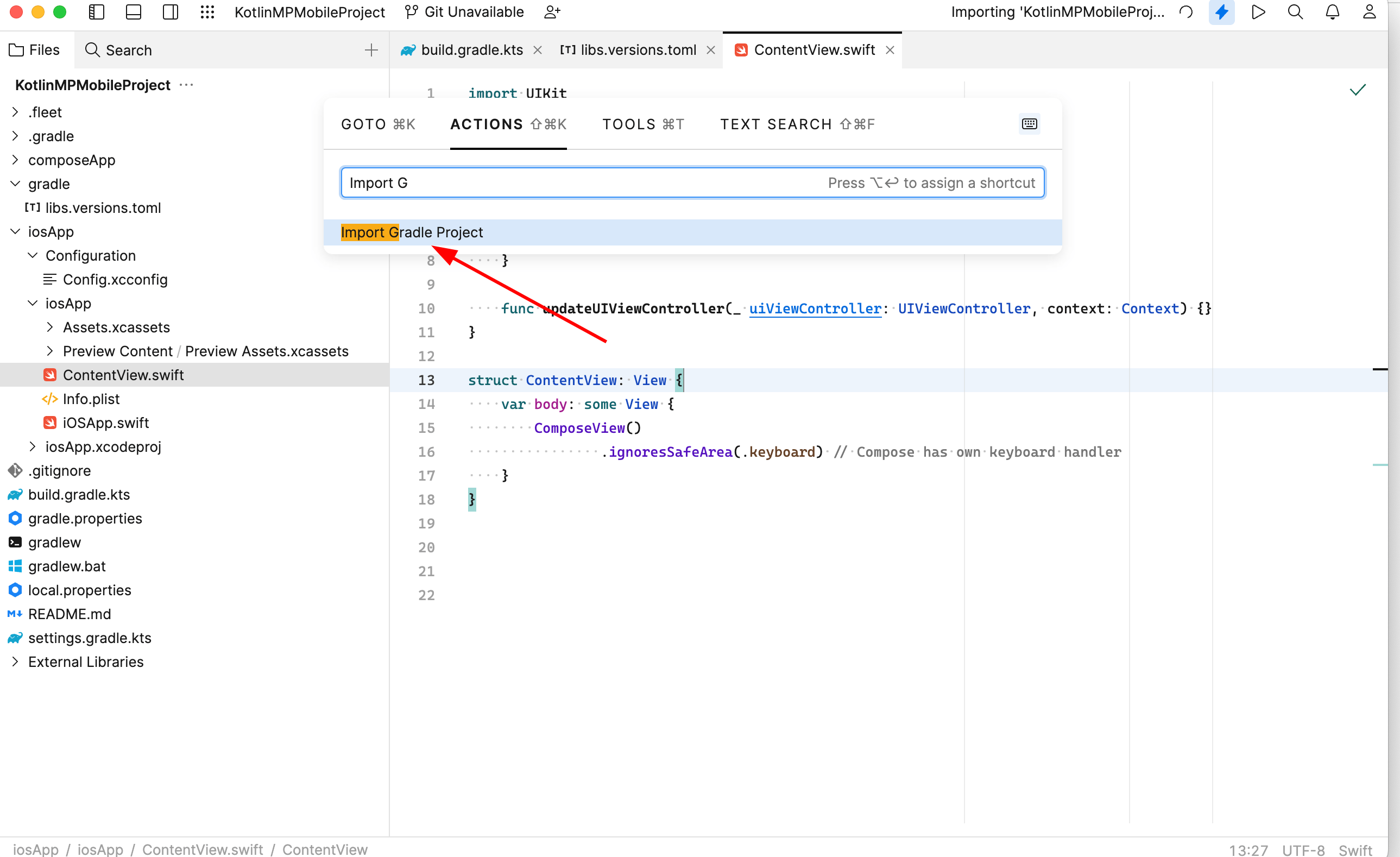 kotlin Run configuration for iosApp is not available on Fleet Stack