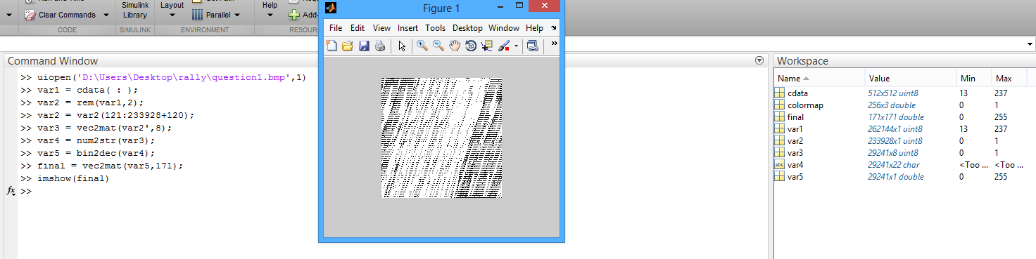 Extracting hidden image in matlab using least significant bit Stack