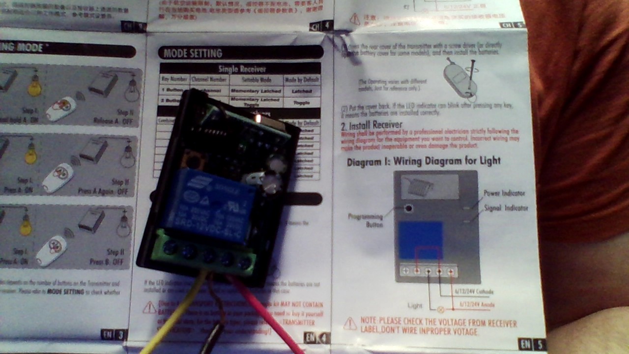 Issue with wiring eMylo remote control switch Electrical