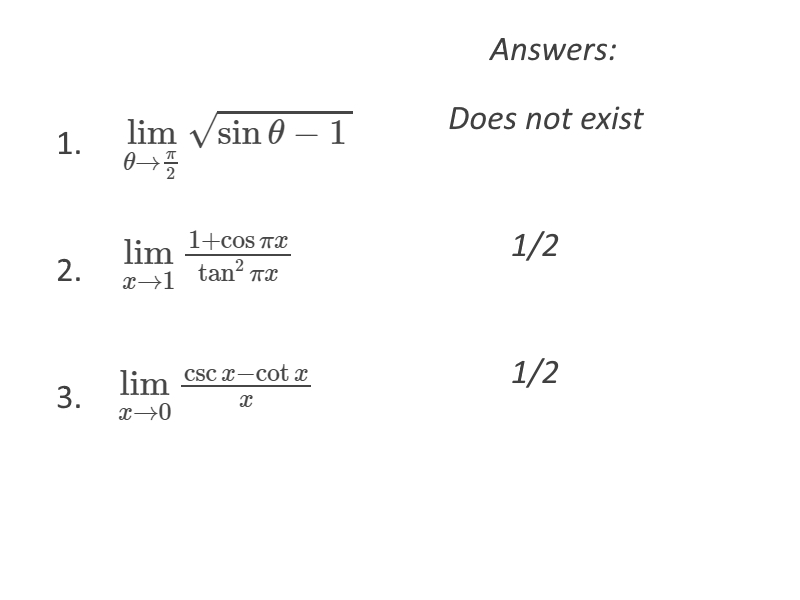 calculus How can I solve these trigonometric limits without using L