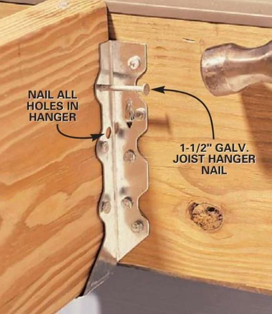 Ceiling drywall repair with poorly installed joist hangers Home