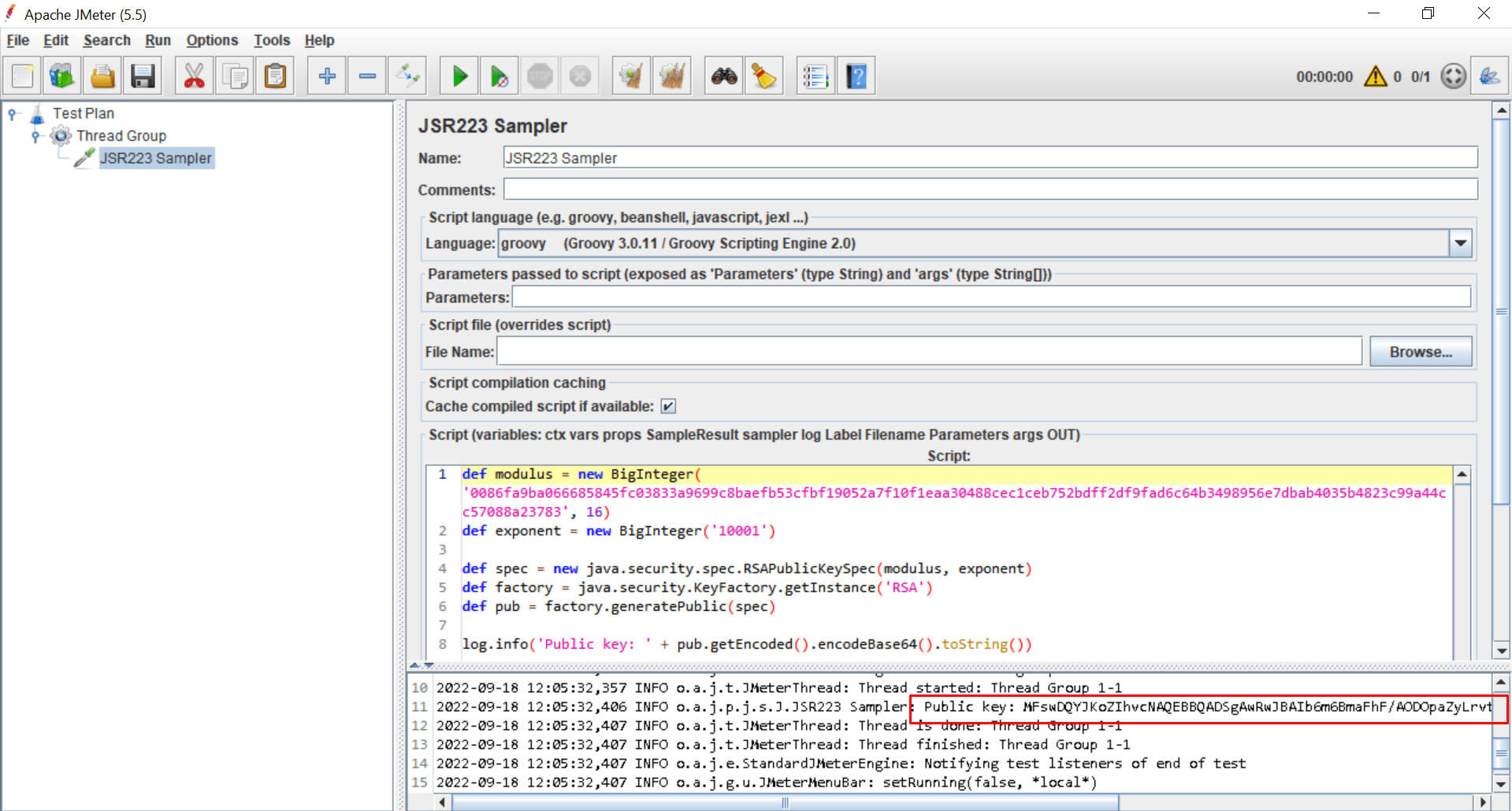 jmeter I have modulus and exponent with me how can I create public