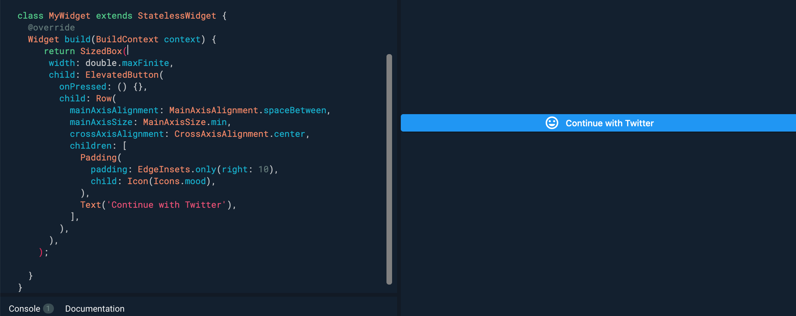 flutter How to center containers in fullwidth buttons, while at the