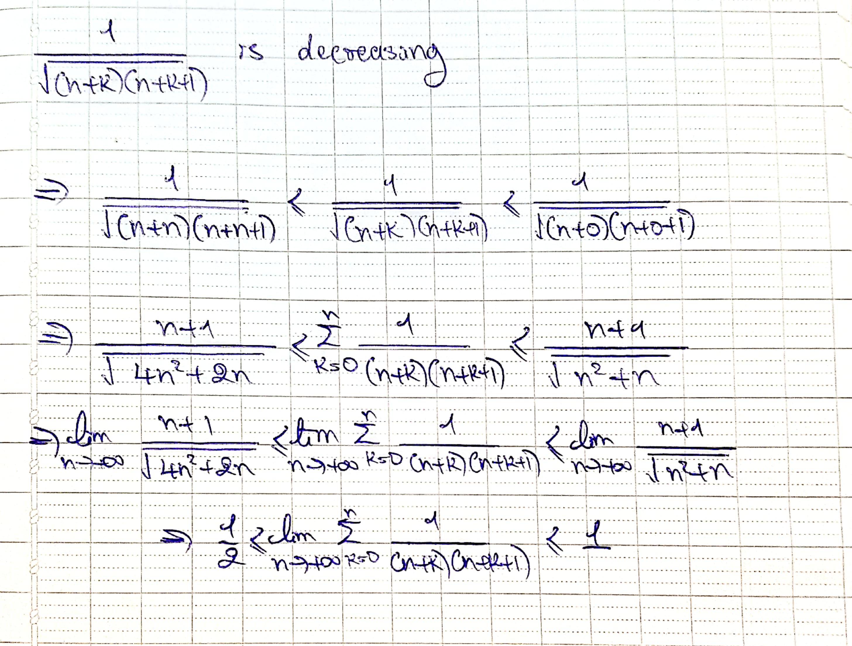 sequences and series \lim_{n \rightarrow \infty} \sum_{k=0}^n \left(\frac{1}{\sqrt {(n+k)(n
