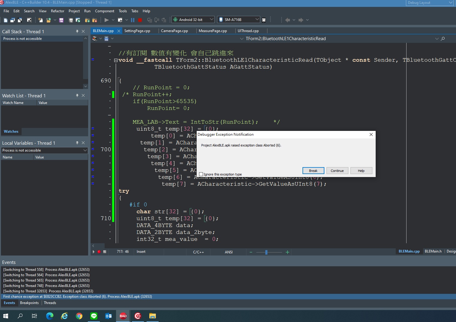 firemonkey C++ builder 10.4 FMX TBluetoothLE Read Device Value