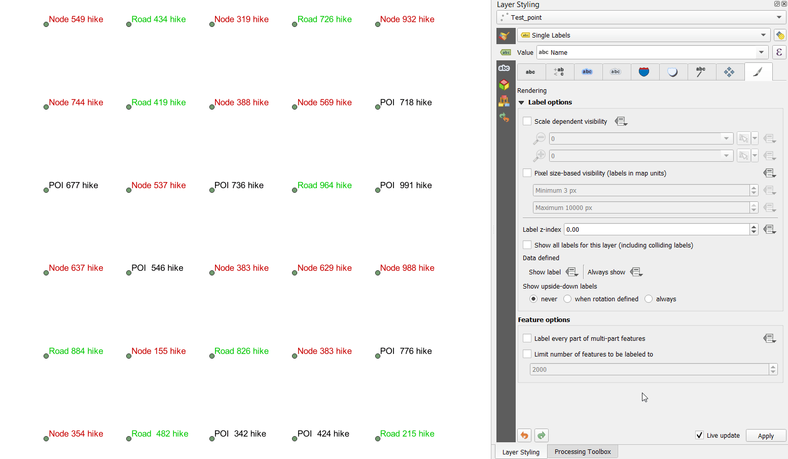 QGIS Rule Based Labeling filter string from a value Geographic
