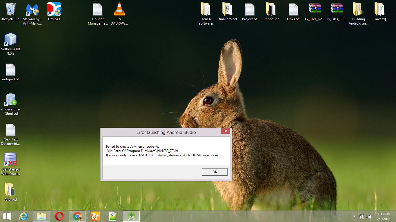 Failed to create JVM in android studio Stack Overflow
