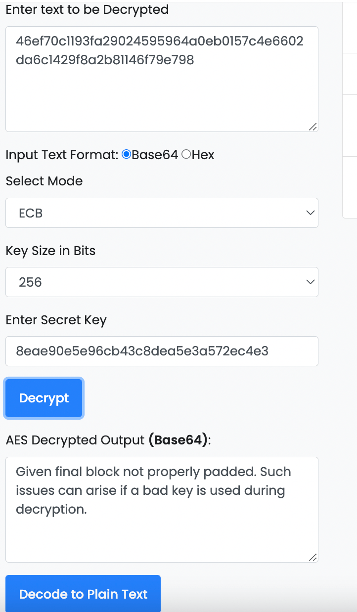 javascript encode string aes128 ecb in golang and decrypt in js