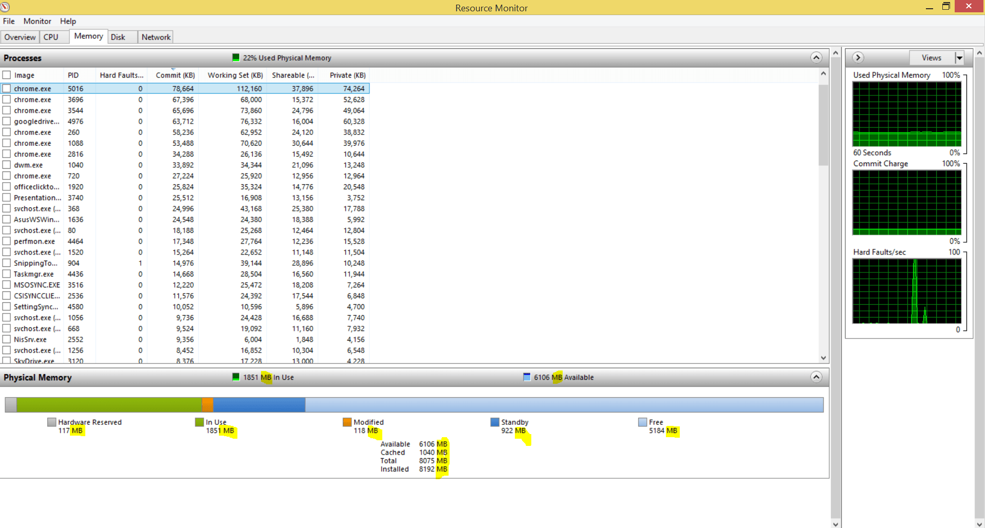 windows Why is Task manager memory stats in GB's and resource manager