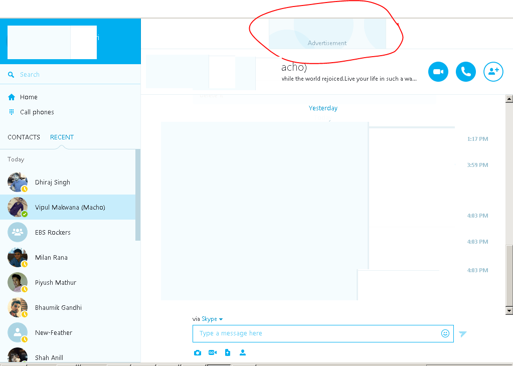 How to remove Advertise banner from skype version 6.22.81? Stack Overflow