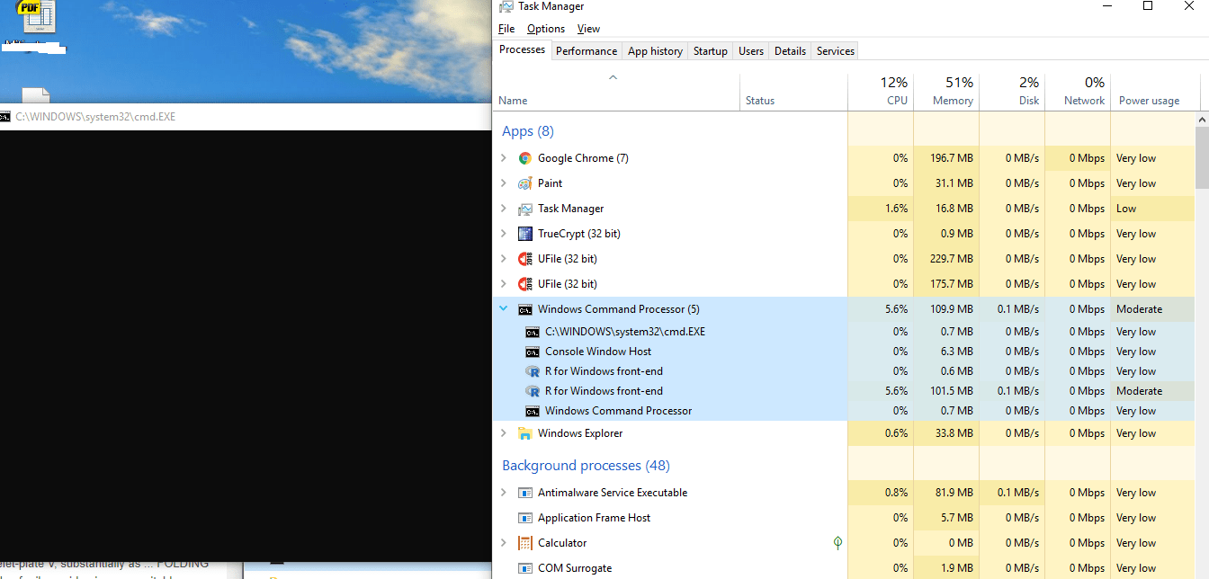 A blank C\WINDOWS\system32\cmd.exe keeps popping up.. R for windows