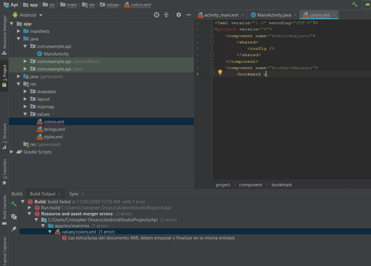 porque mi archivo colors.xml esta en android studio? Stack Overflow en español