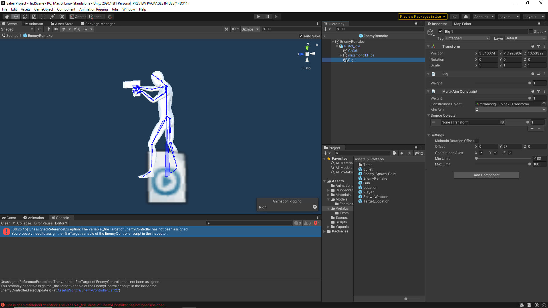 unity3d Unity MultiAim Constraint Can't set sourcer objects