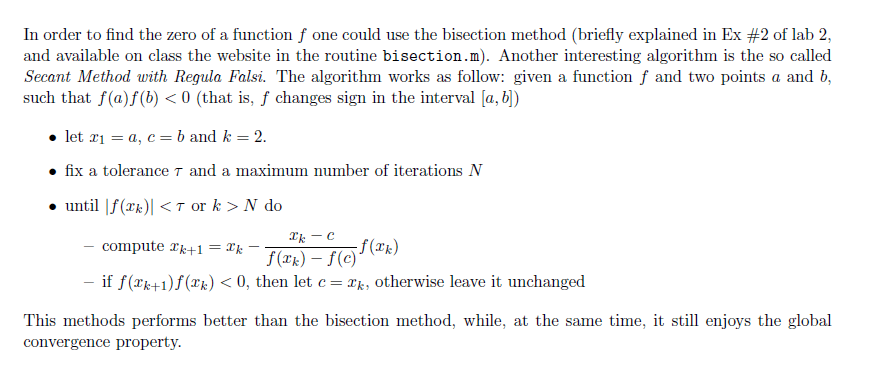 algorithms Secant method in Matlab Mathematics Stack Exchange