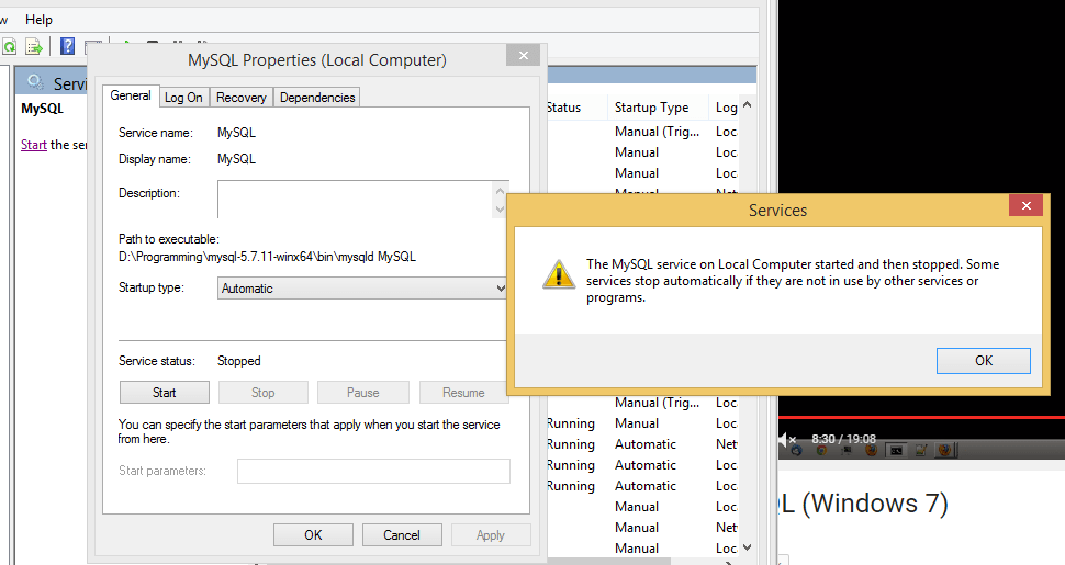 MySQL service wont start windows Stack Overflow