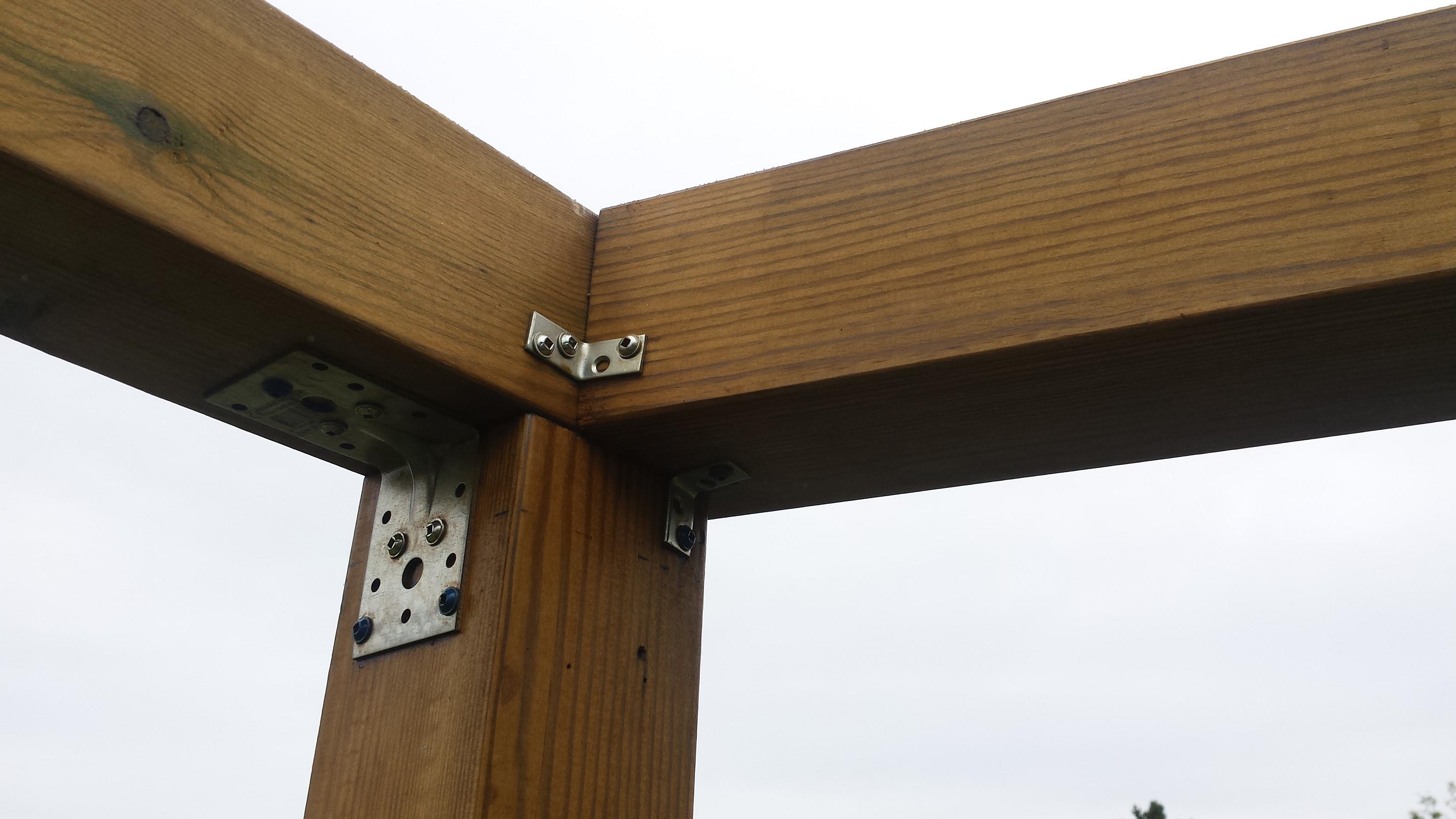 joinery What are some good ways to fasten beams to posts for a swing