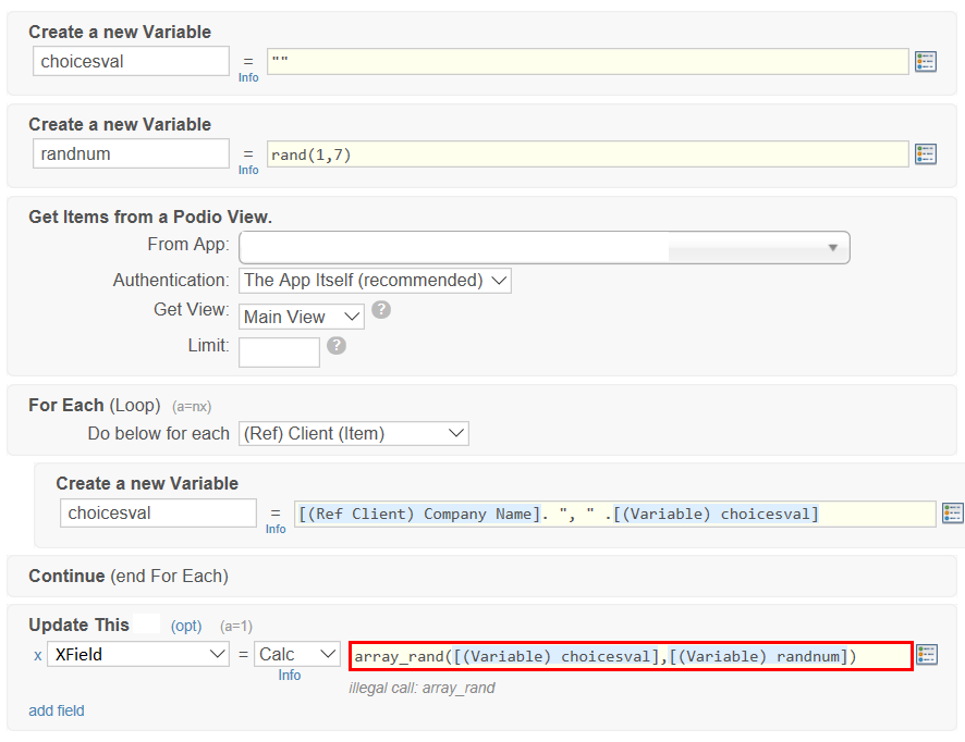 php In PodioGlobiflow, what is the workaround for function array