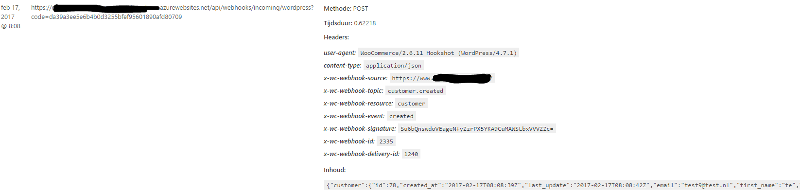 c WordPress API WebHookHandler The WebHook