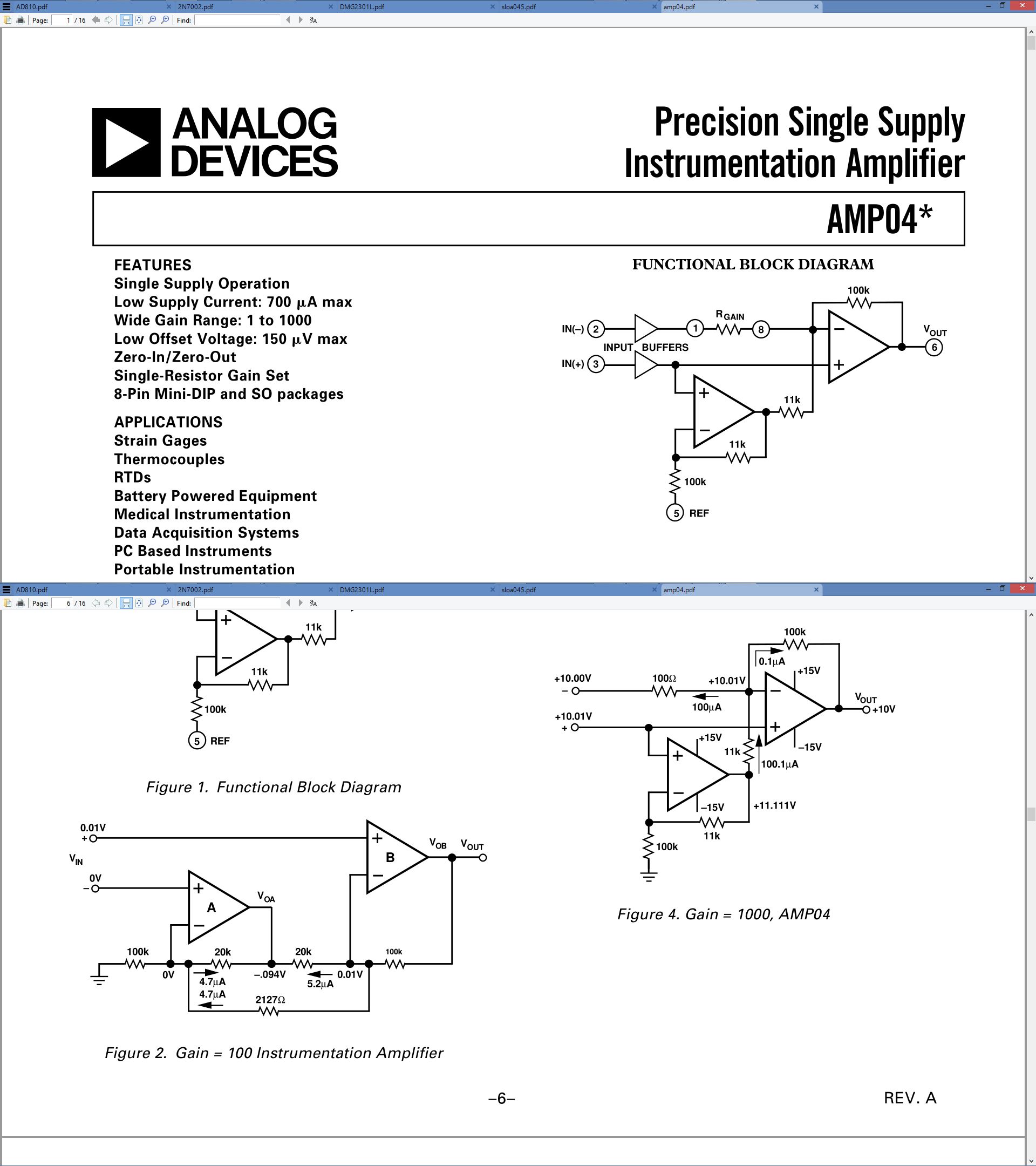 amplifier Active resistor for gain Control for reference pin in