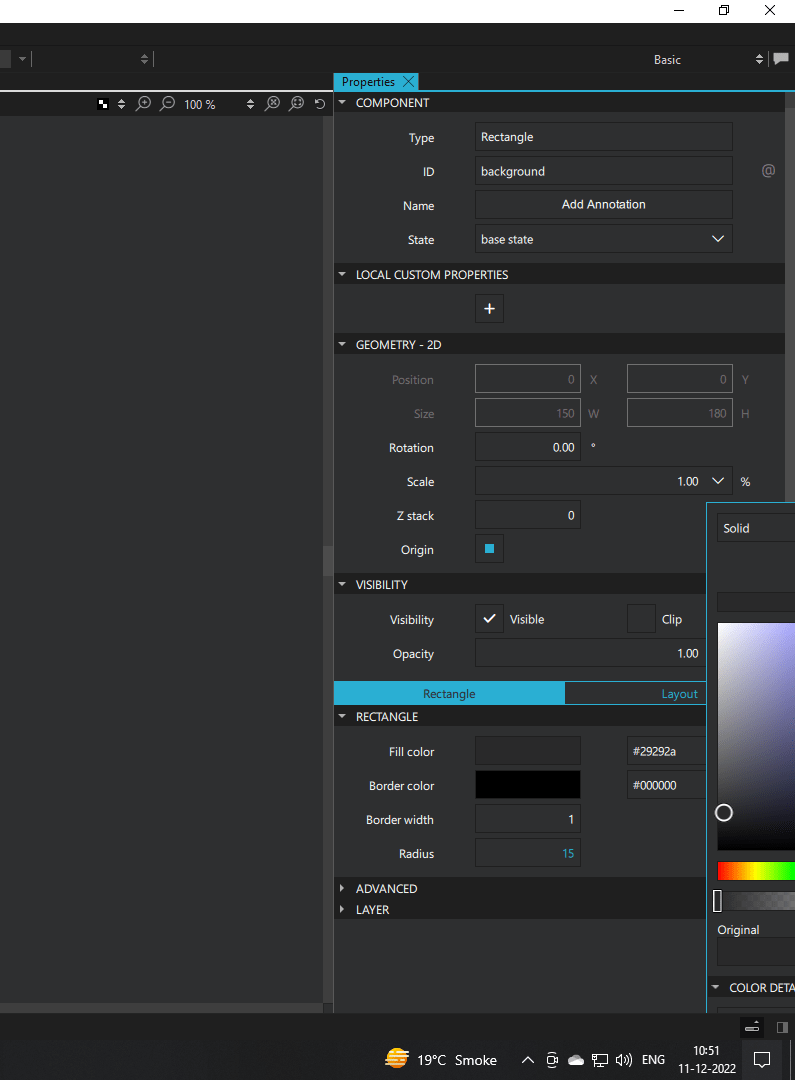 qml Qt Creator color dialog stays outside the window and cuts into
