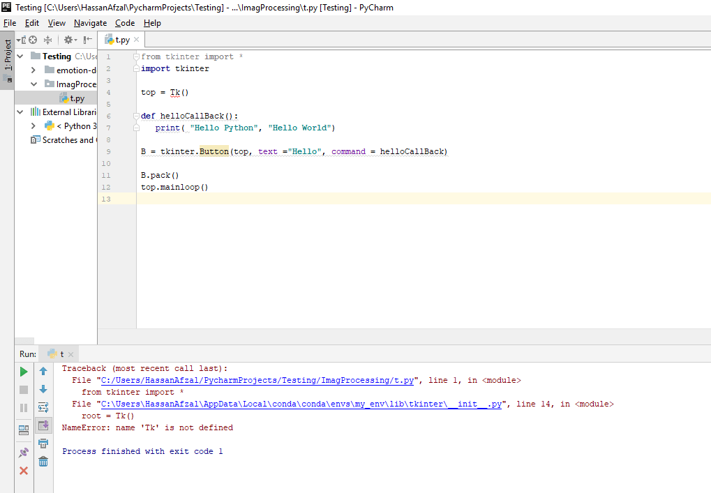 python from Tkinter import * ImportError No module