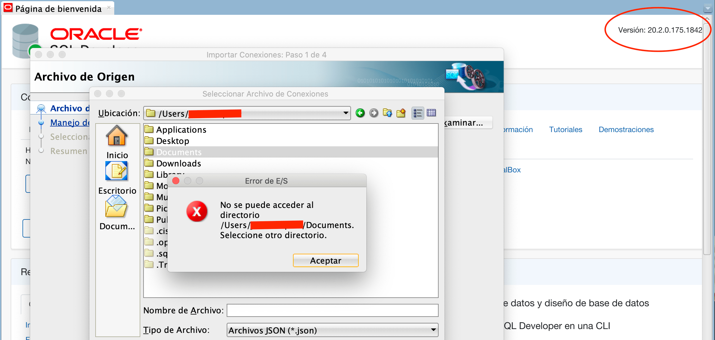 oracle sqldeveloper Give access to Sql developer to Documents Folder