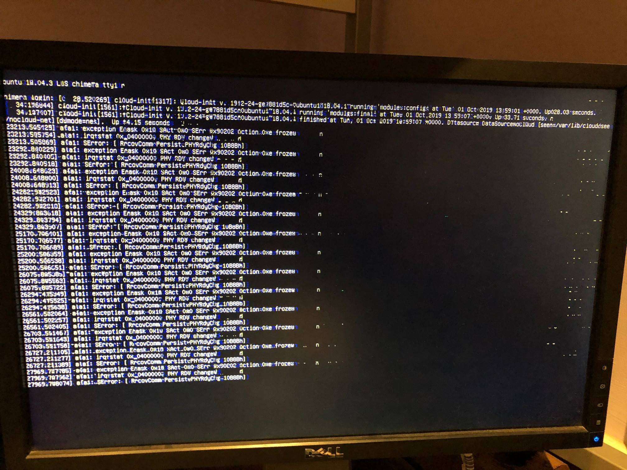 linux Ubuntu Server 18.04 Freeze with crazy screen Super User