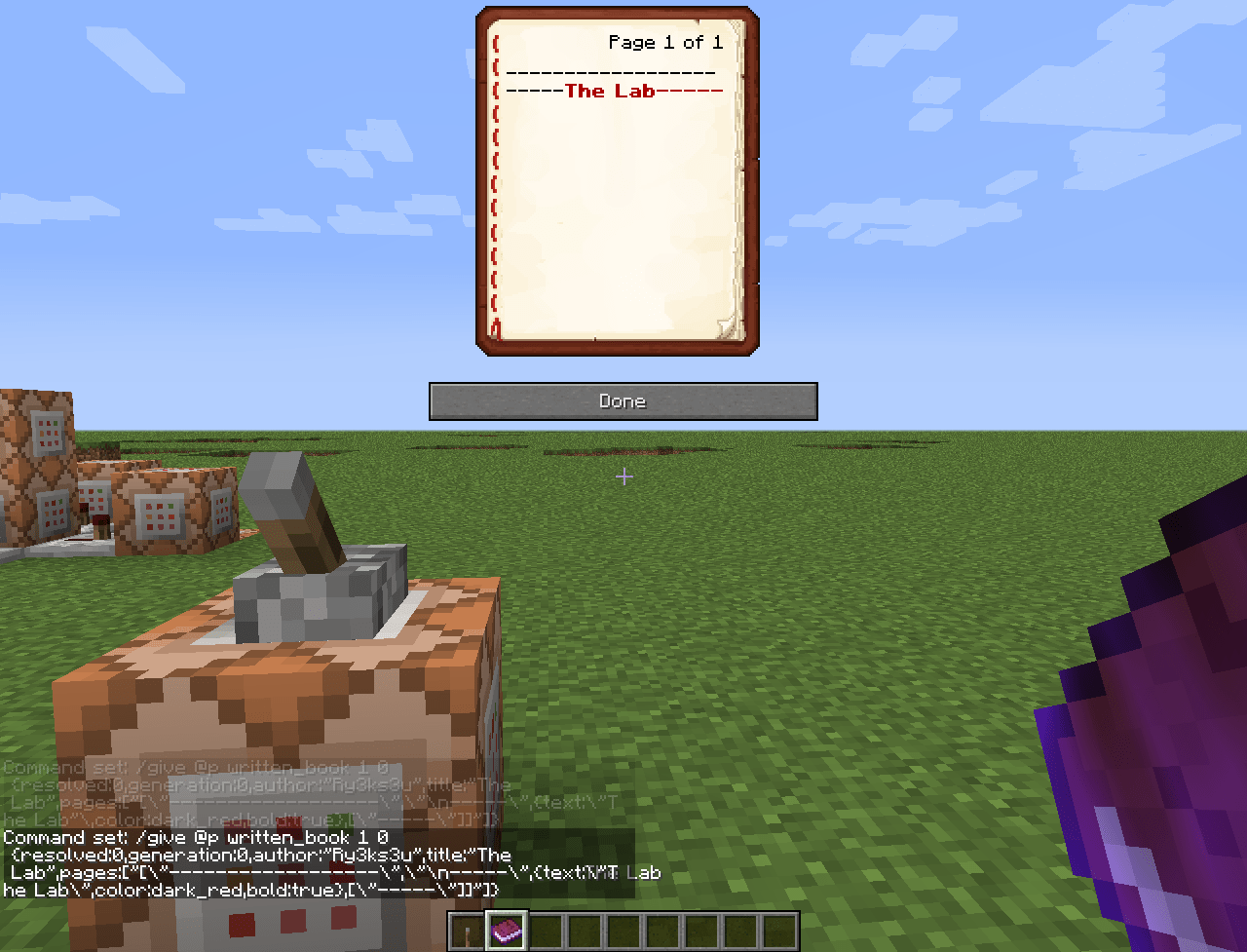 minecraft java edition Making a custom book for a command mod w\ Almighty Commands Arqade