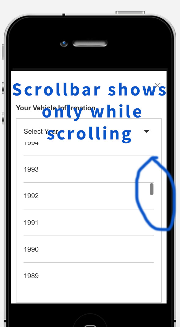 html Scrollbar doesn't show on mobile device Stack Overflow
