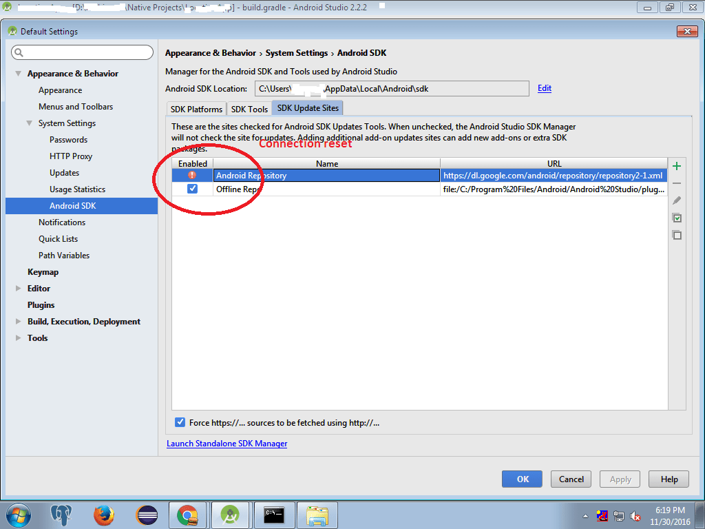 Android studio connection reset error? Stack Overflow