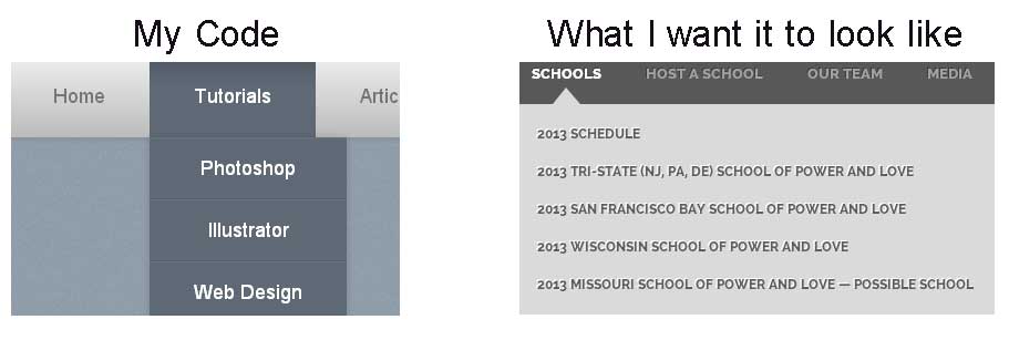 html Add tooltip tail to a CSS dropdown menu? Stack