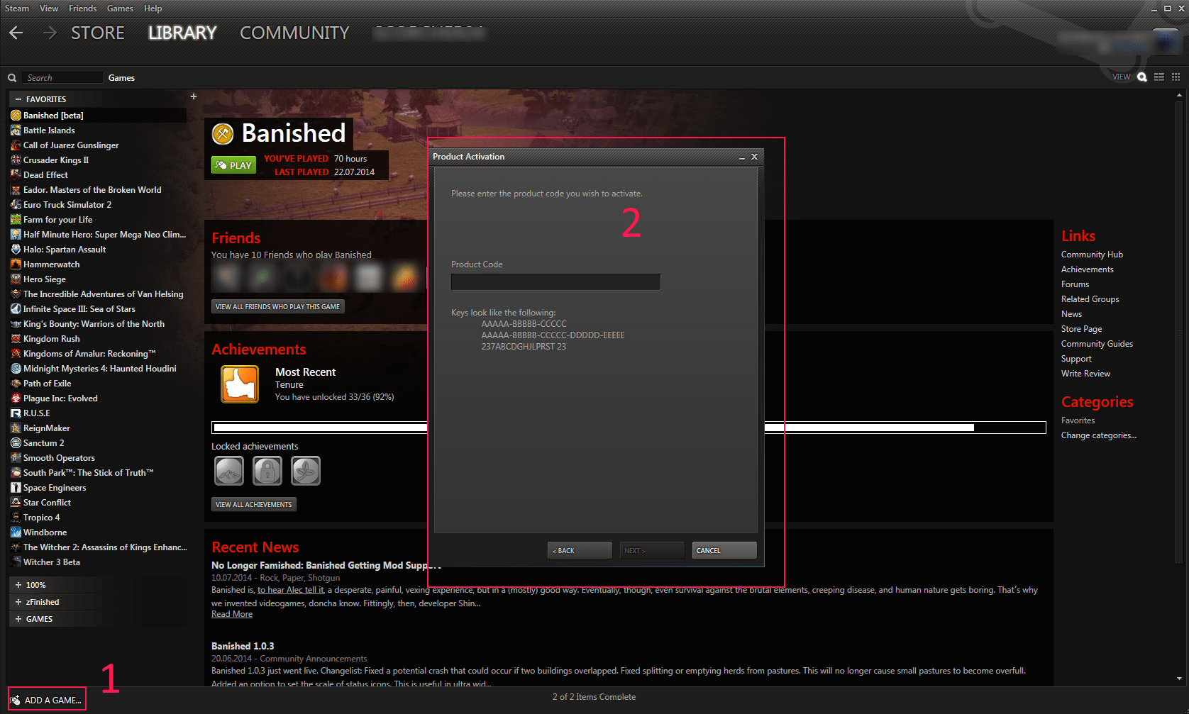 Where is the add a game button in Steam? Arqade