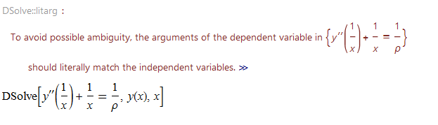 Solving differential equation y''( \frac{1}{x} )+\frac{1}{x}=\frac{1