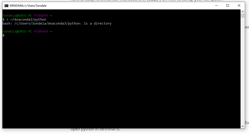 python3 Issues while trying to run python through Anaconda3 from Git