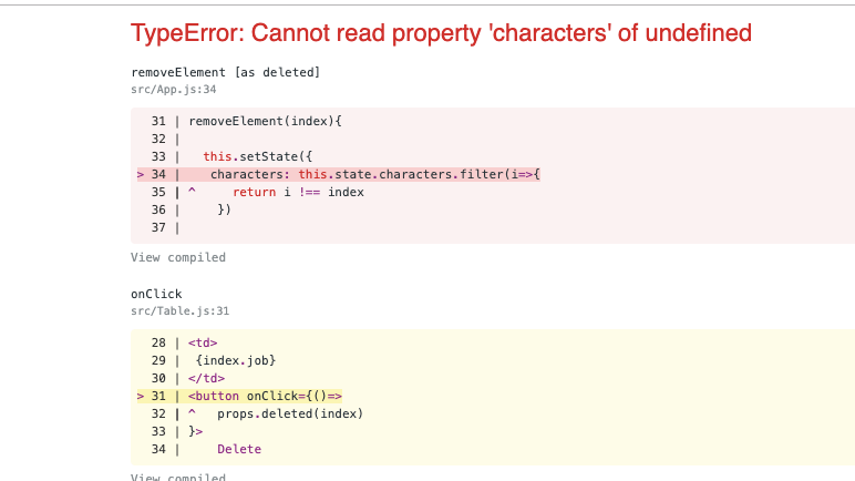 javascript TypeError Cannot read property 'characters' of undefined