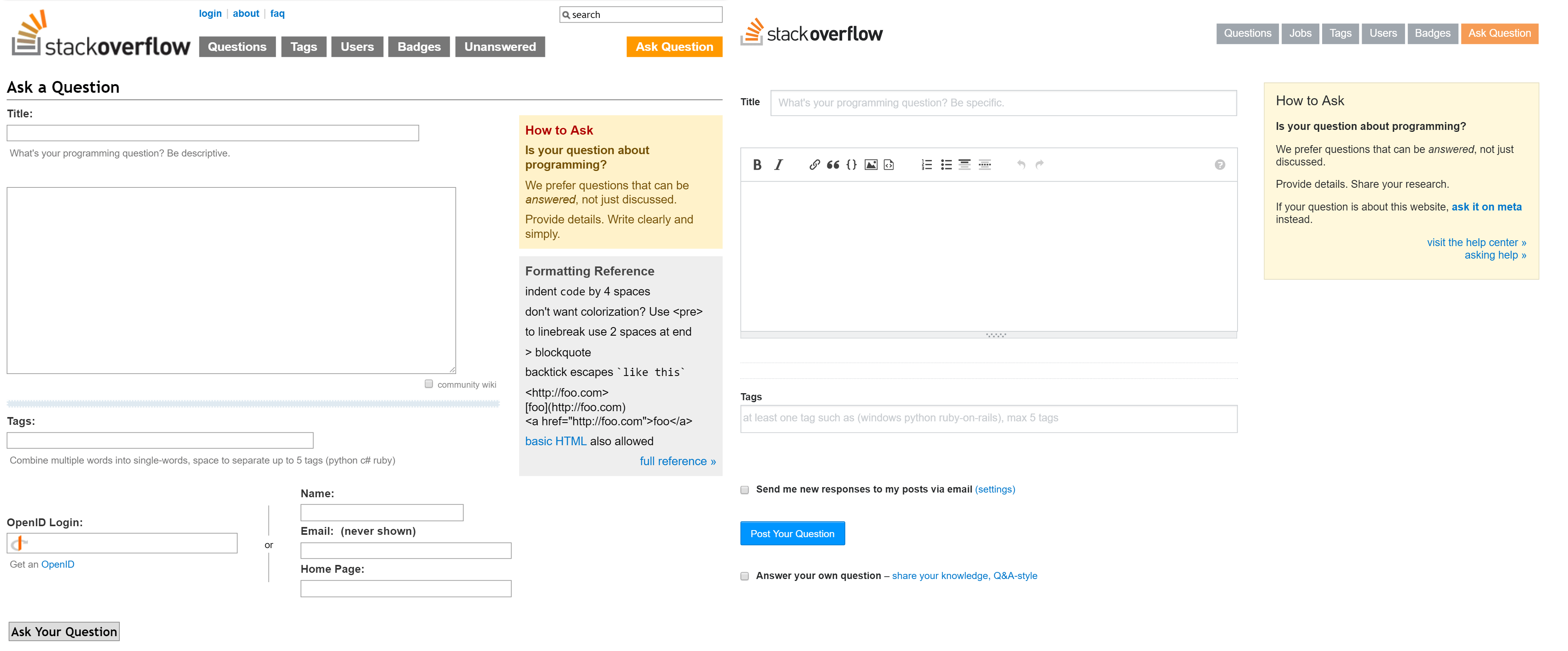 Let's improve Stack Overflow's "Ask a Question" page! Meta Stack Overflow