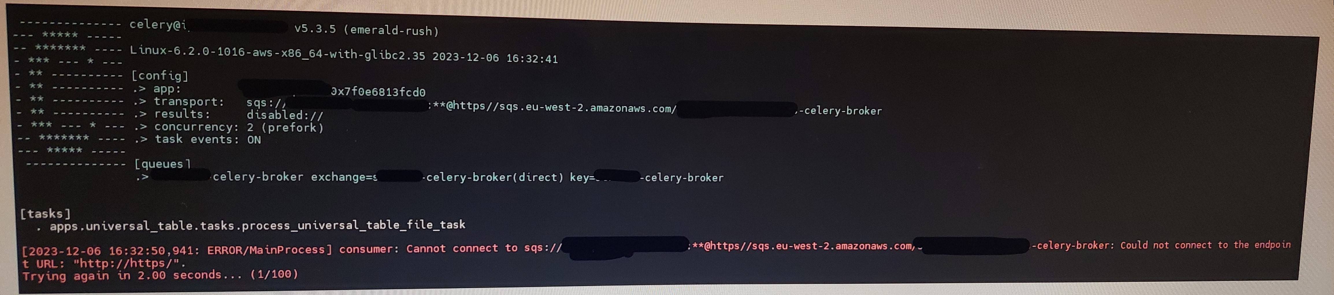 Connecting to Amazon SQS key (SSESQS) Encrypted SQS Queue via Django