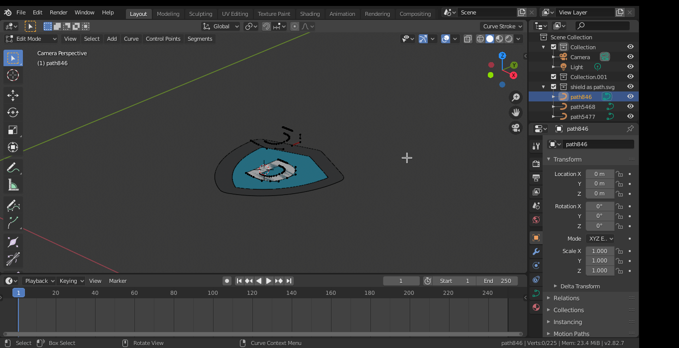 Unable to extrude SVG inside Blender Blender Stack Exchange