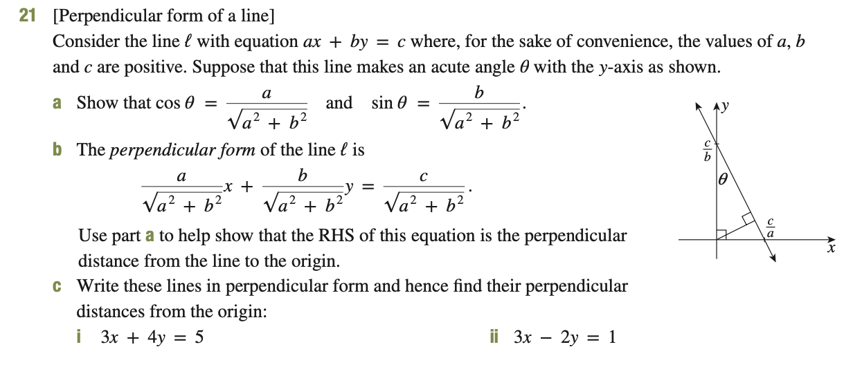linear algebra Using lines in perpendicular form to find distance