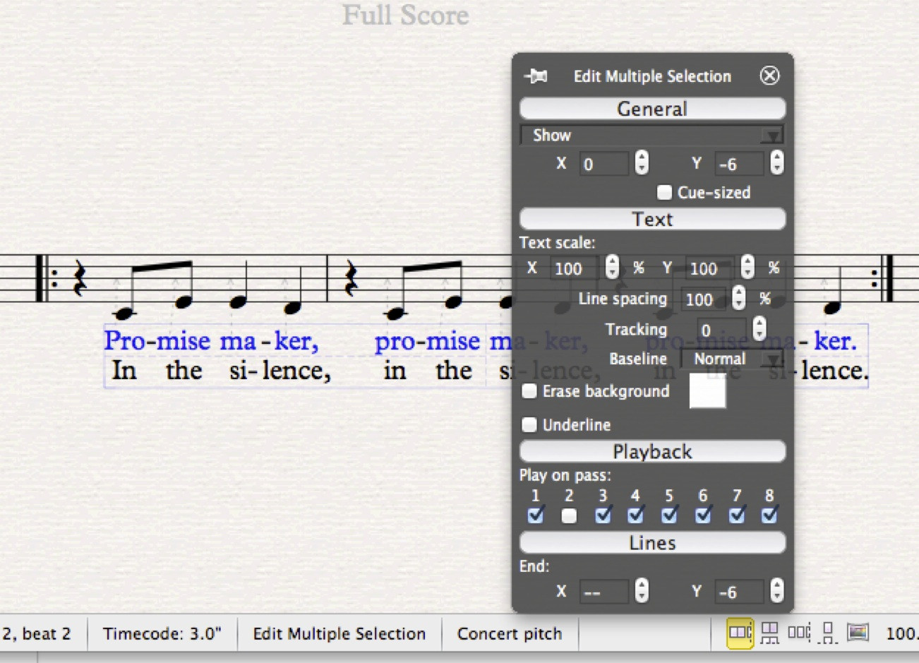 software Second set of Sibelius 7 lyrics with repeat bar to midi