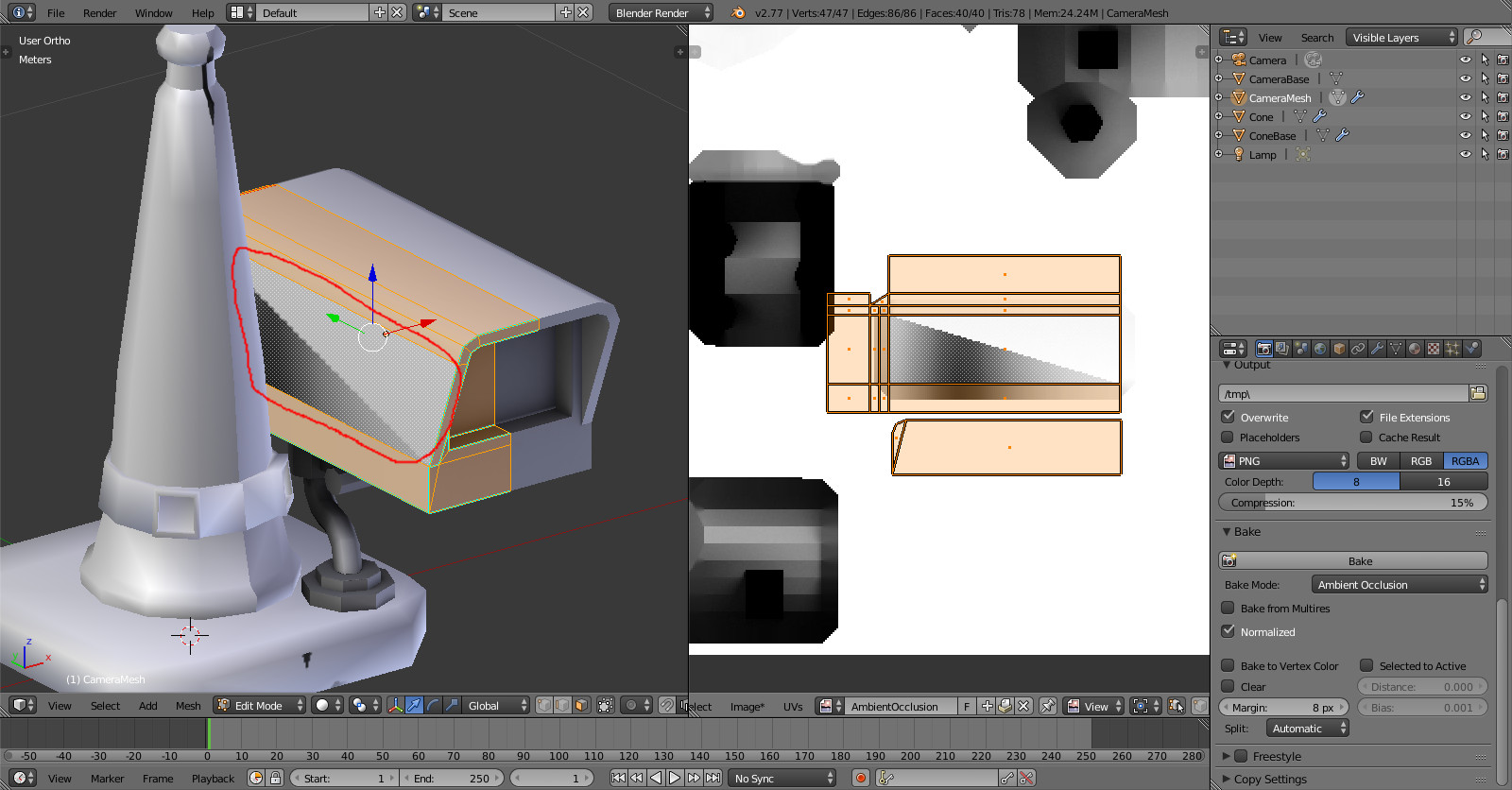 texture baking Why does this baked Ambient Occlusion have a dark
