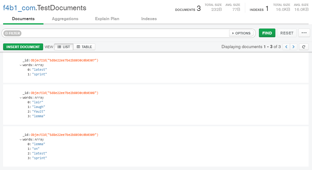 mongodb How to count word frequency in a set of documents using node