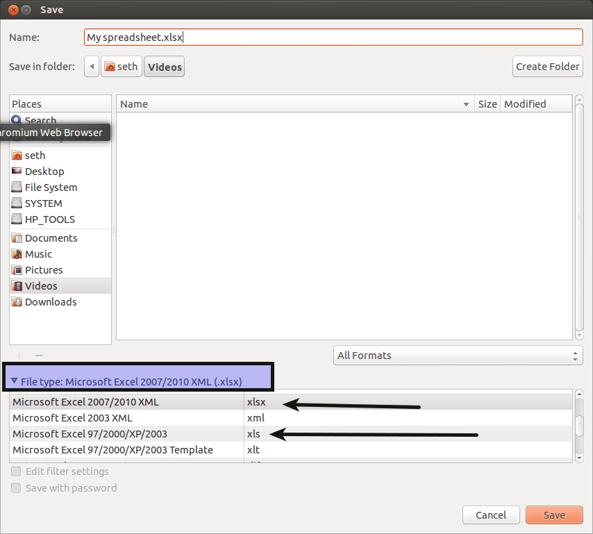 How do I save a LibreOffice Calc file for opening in Excel? Ask Ubuntu