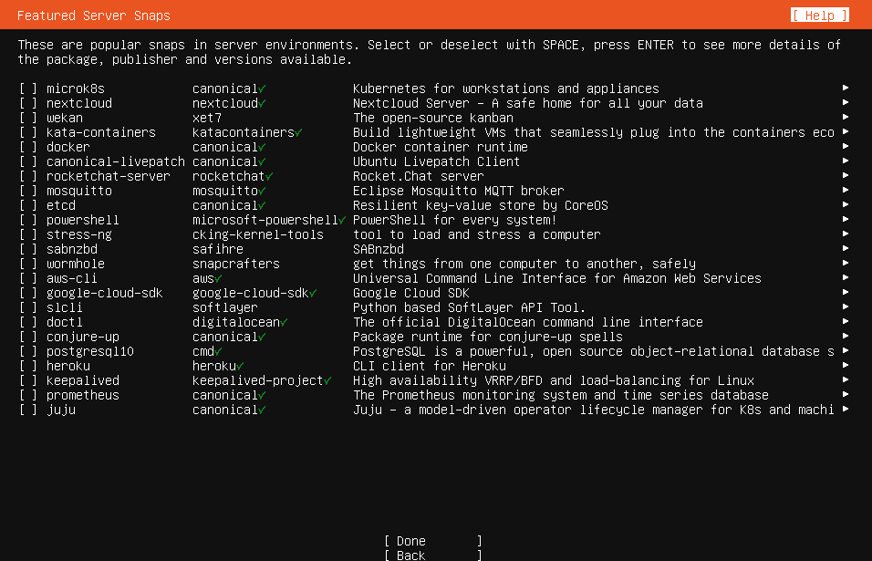 snap Is there a way to install applications using the text based UI