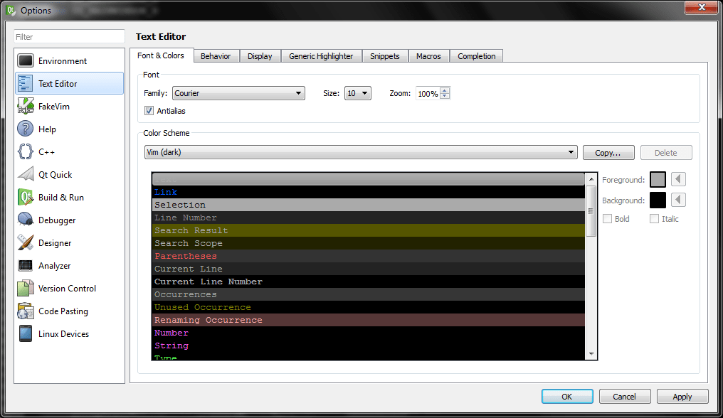 Qt Creator color scheme Stack Overflow