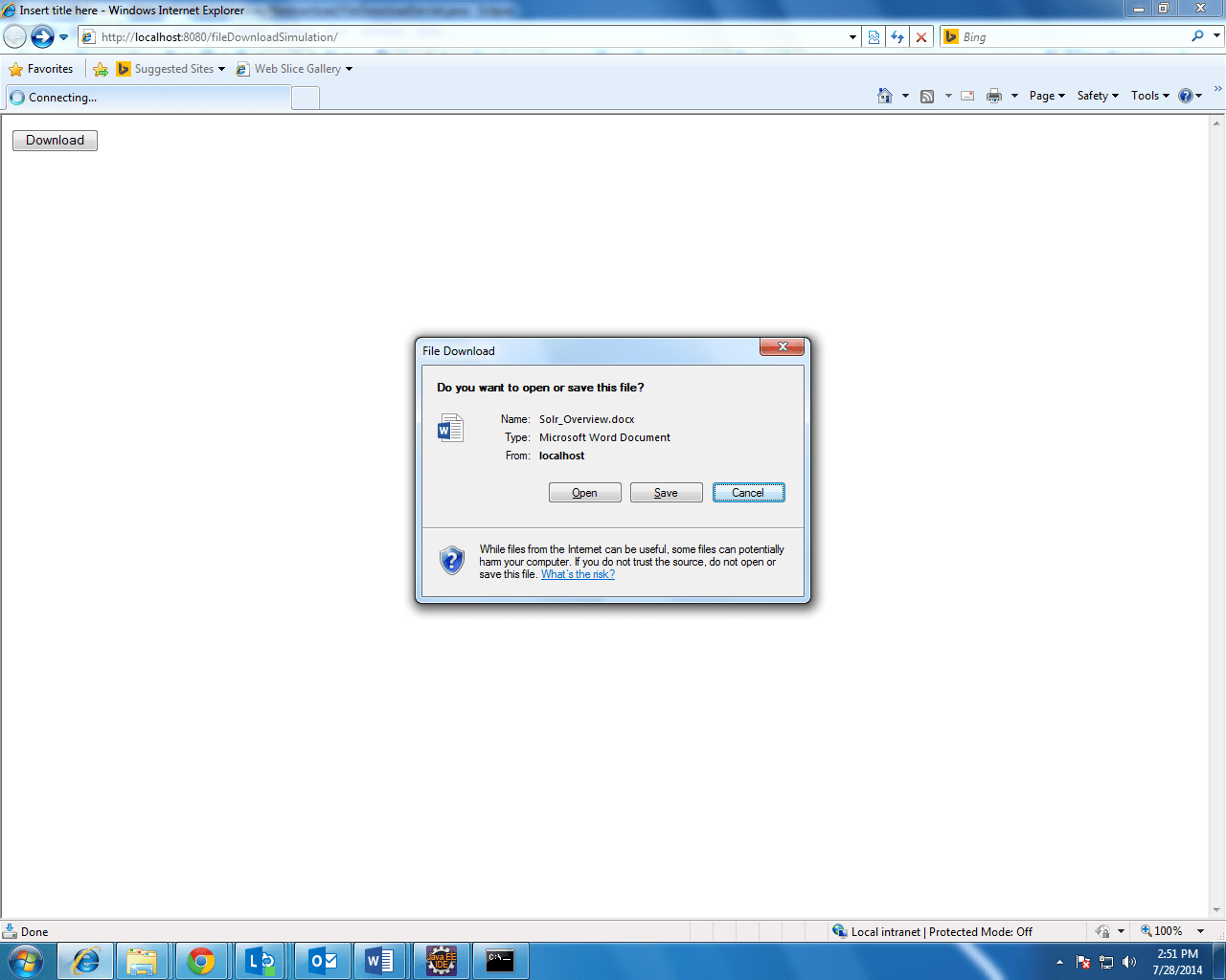 explorer 8 html file download opening in same window Stack