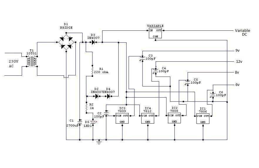 voltage regulator Understanding a variable 220v AC to DC Power Supply