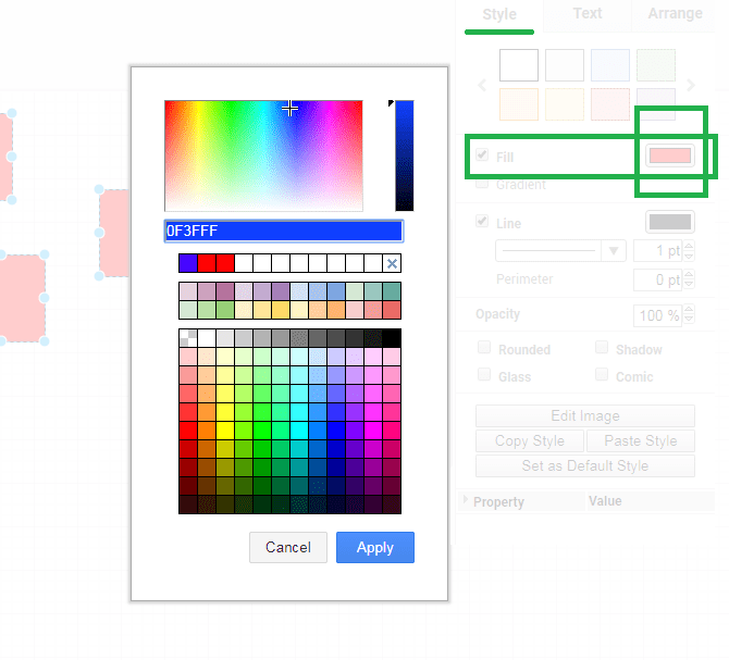 How can I find and replace color in Draw.io? 