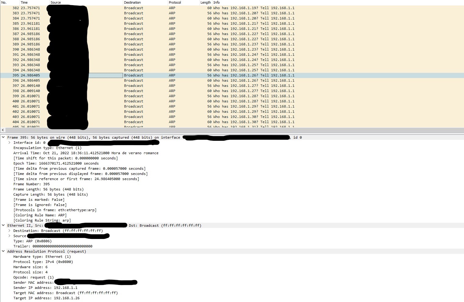 wireshark ISPprovided router sending constant ARP requests